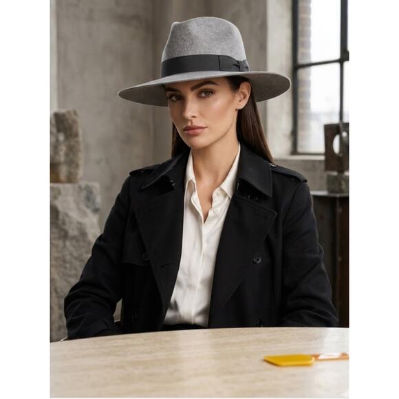Patina Accessories - Patina The Lark Wool Fedora Western Hat Handcrafted Wide Brim Gray NWT Size M